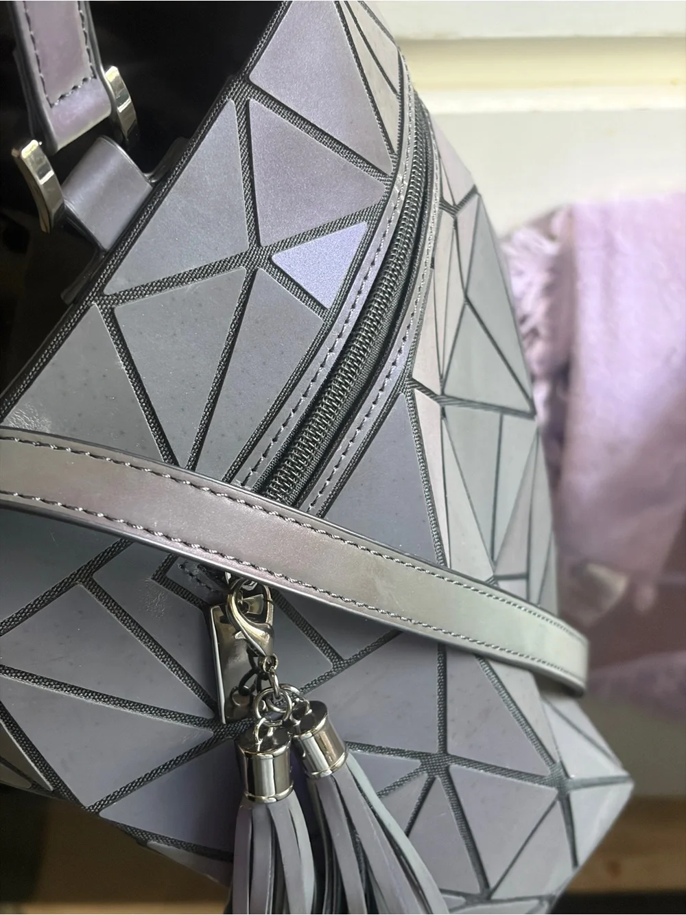 Source Unknown Iridescent Geometric Tote - Purple & Teal